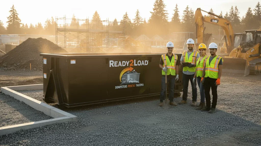 Home 15 ready2load dumpster on construction site